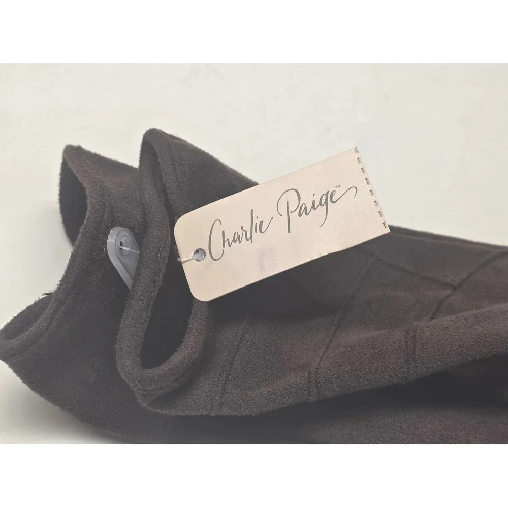 Charlie Paige Women Brown Faux Suede Touchscreen Gloves SM/PM 408169‎ NEW